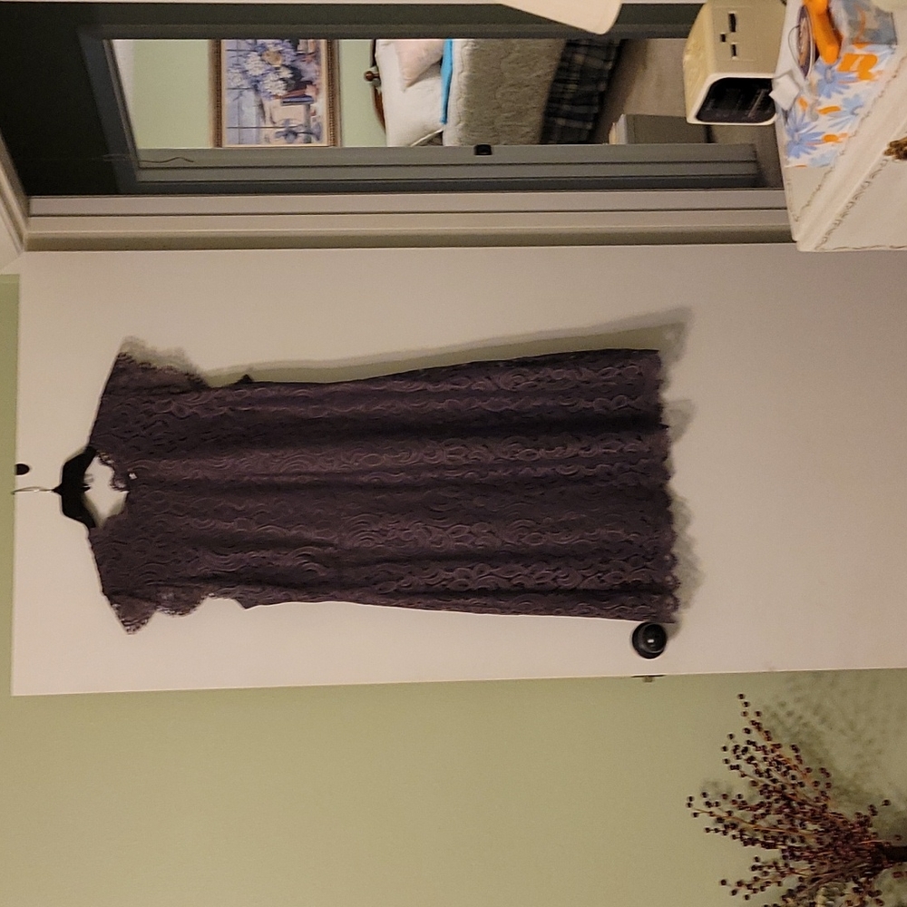 Xhiliration short purple lace dress with purple sheath lining. Size XXL.